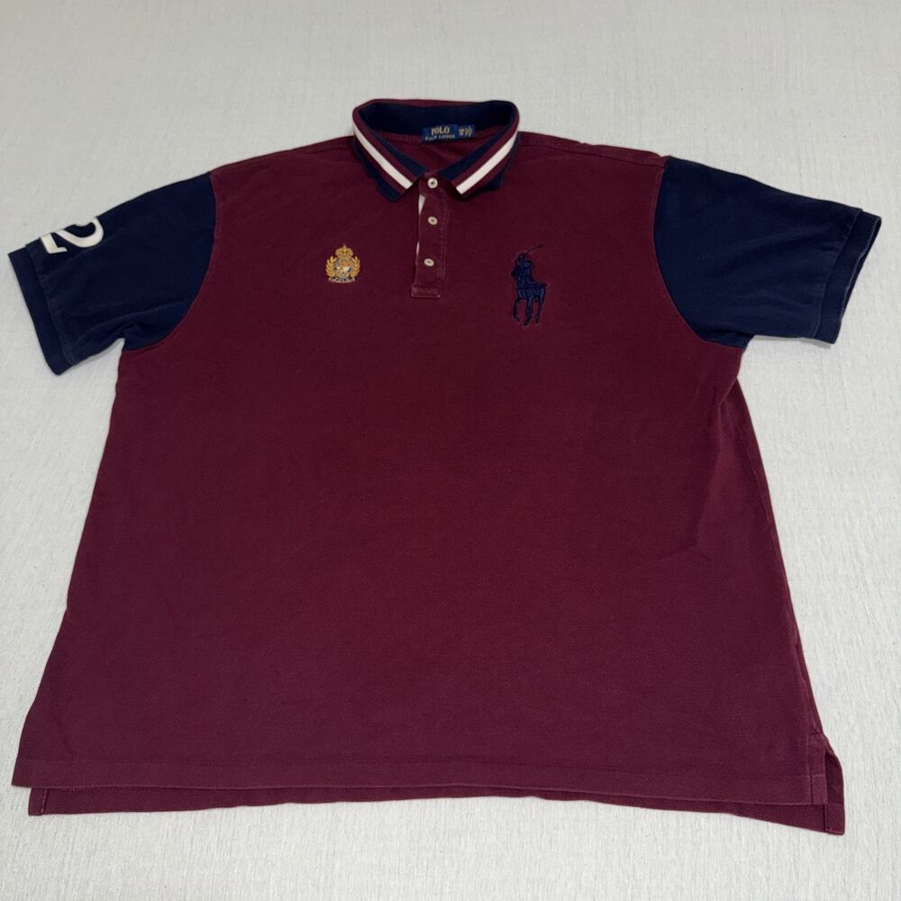 Vtg Polo Ralph Lauren Big Pony Polo Shirt Men’s 2XB Maroon #2 Crest Embroidery